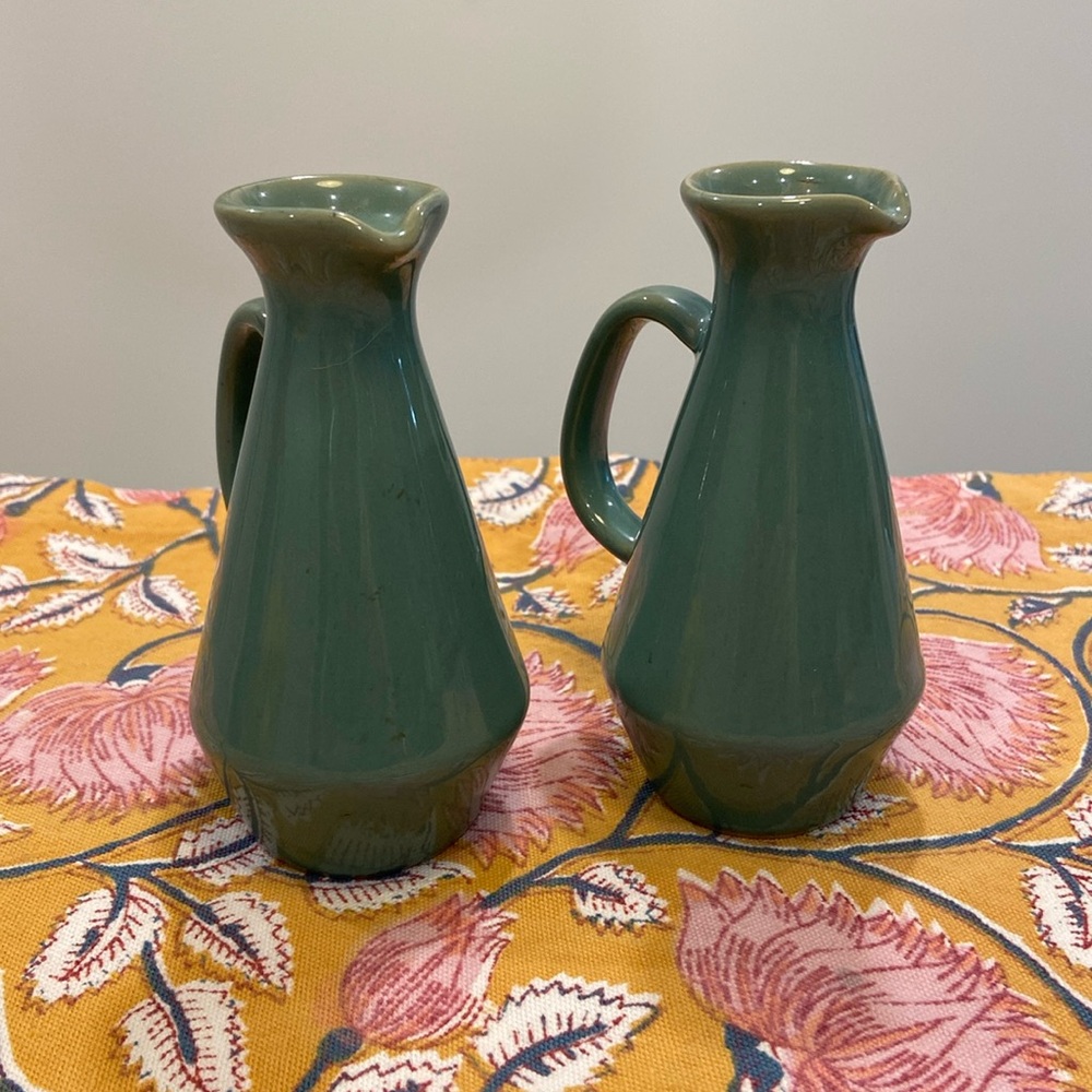 Denby Manor Green Cruet Oil Vinegar - Vintage Set of 2
